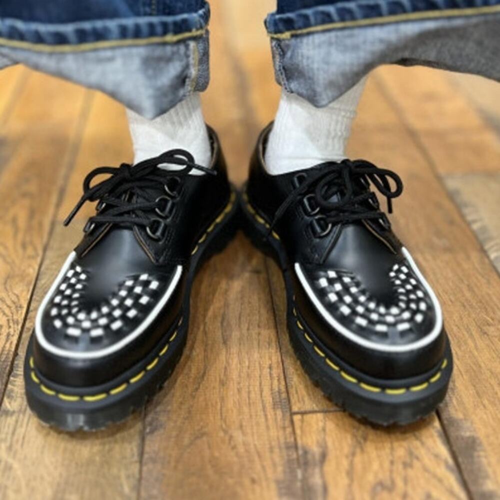 NEW Dr Martens Ramsey Creeper in Black White Rockabilly Size 7 Y2K Skater Punk - Picture 2 of 13
